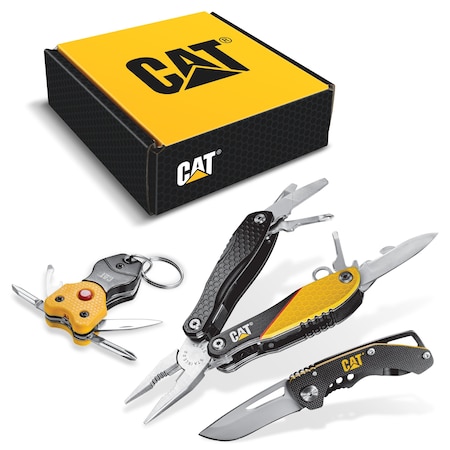 Caterpillar 3Pc Mft, Knife And Keychain Tool Set 240192